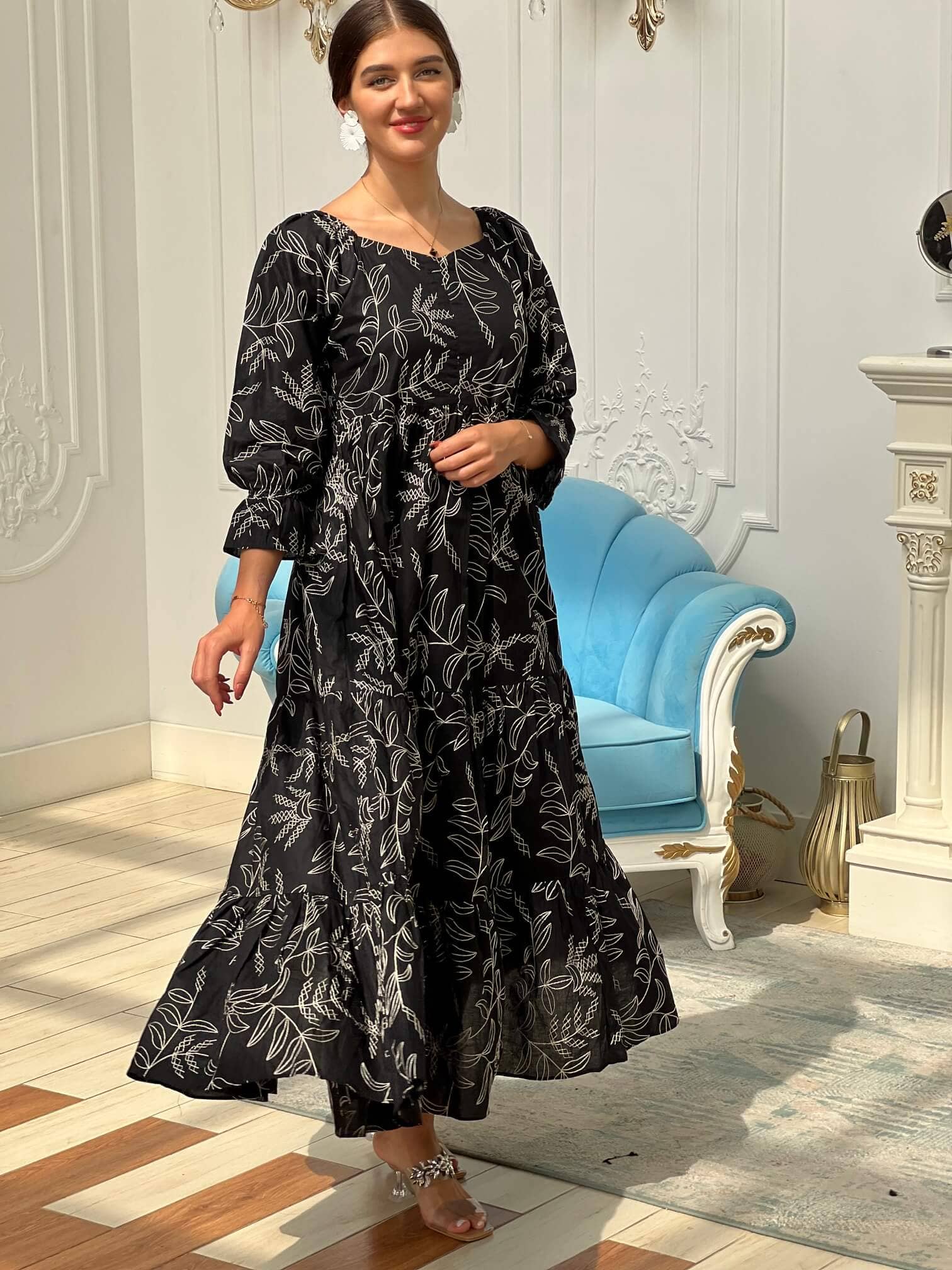 Embroidered In The Night Dress Dresses  - Sowears