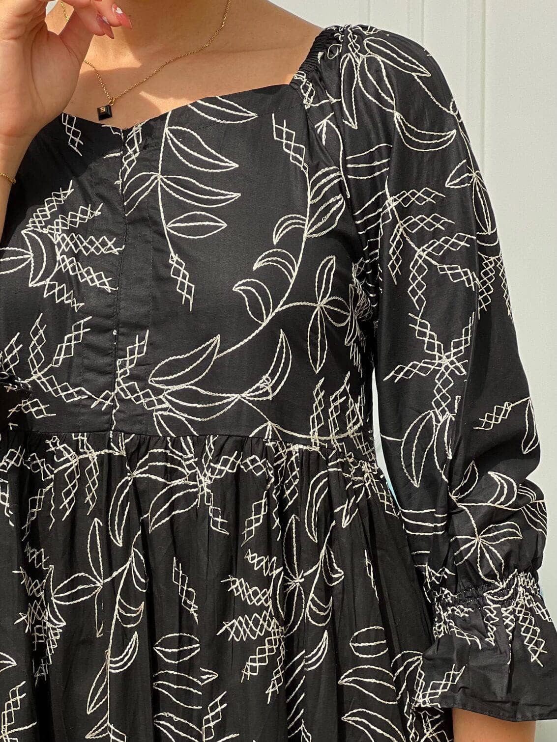 Embroidered In The Night Dress Dresses  - Sowears