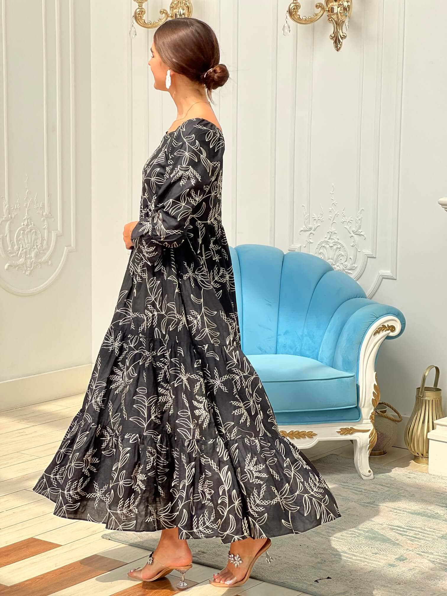 Embroidered In The Night Dress Dresses  - Sowears