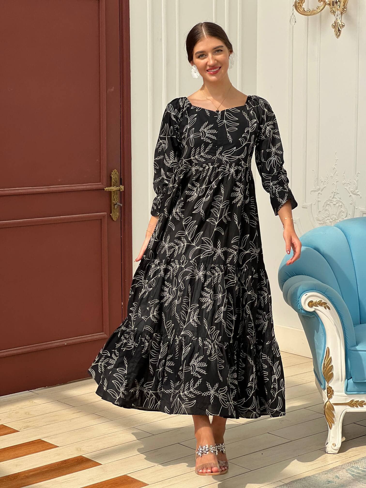 Embroidered In The Night Dress Dresses  - Sowears