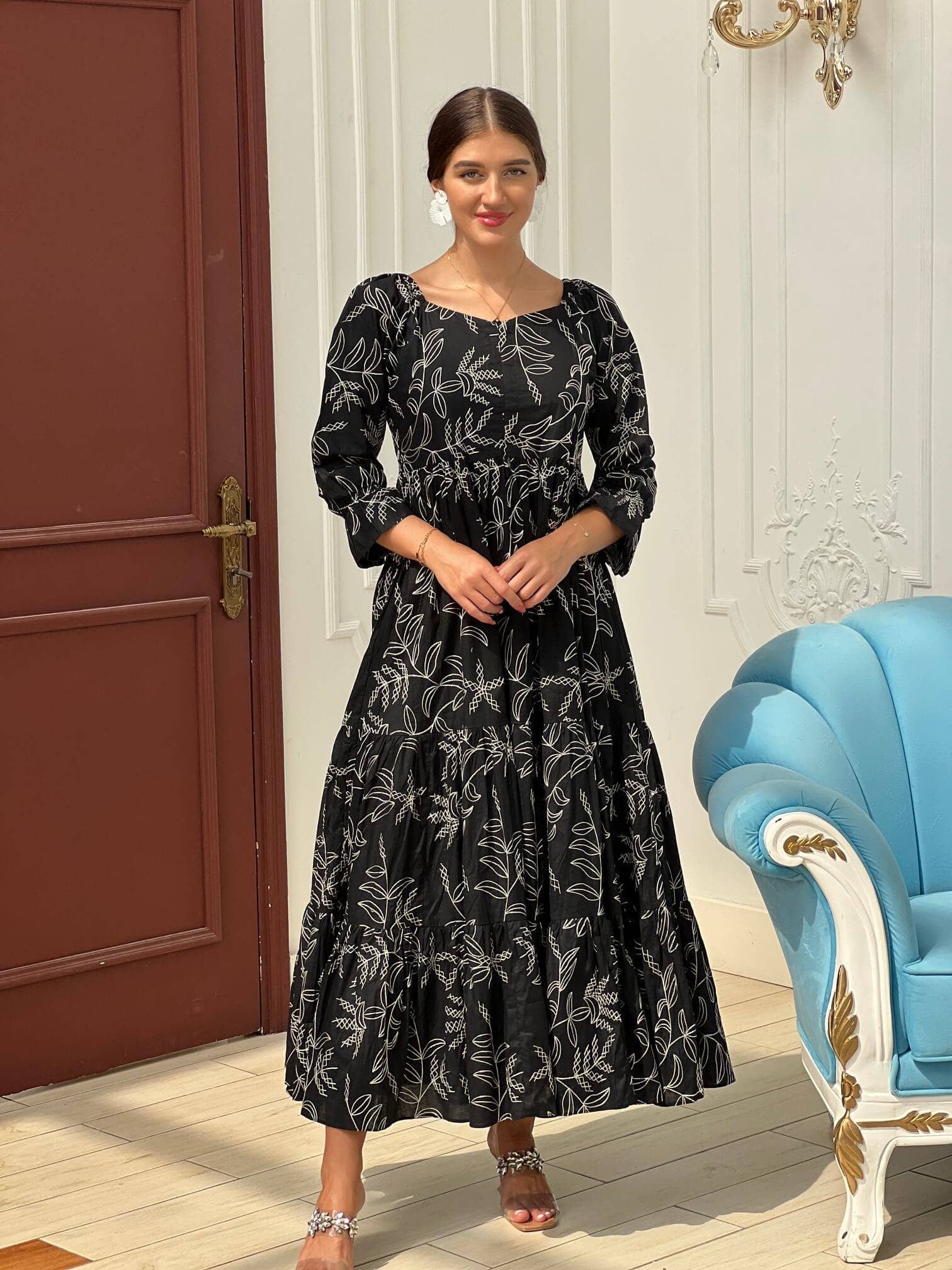 Embroidered In The Night Dress Dresses  - Sowears