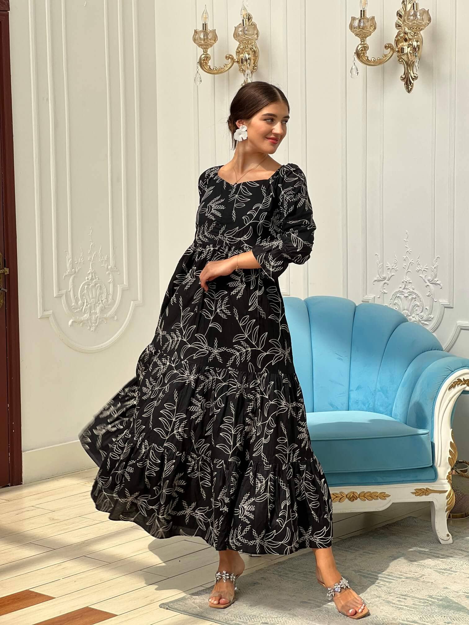 Embroidered In The Night Dress Dresses  - Sowears
