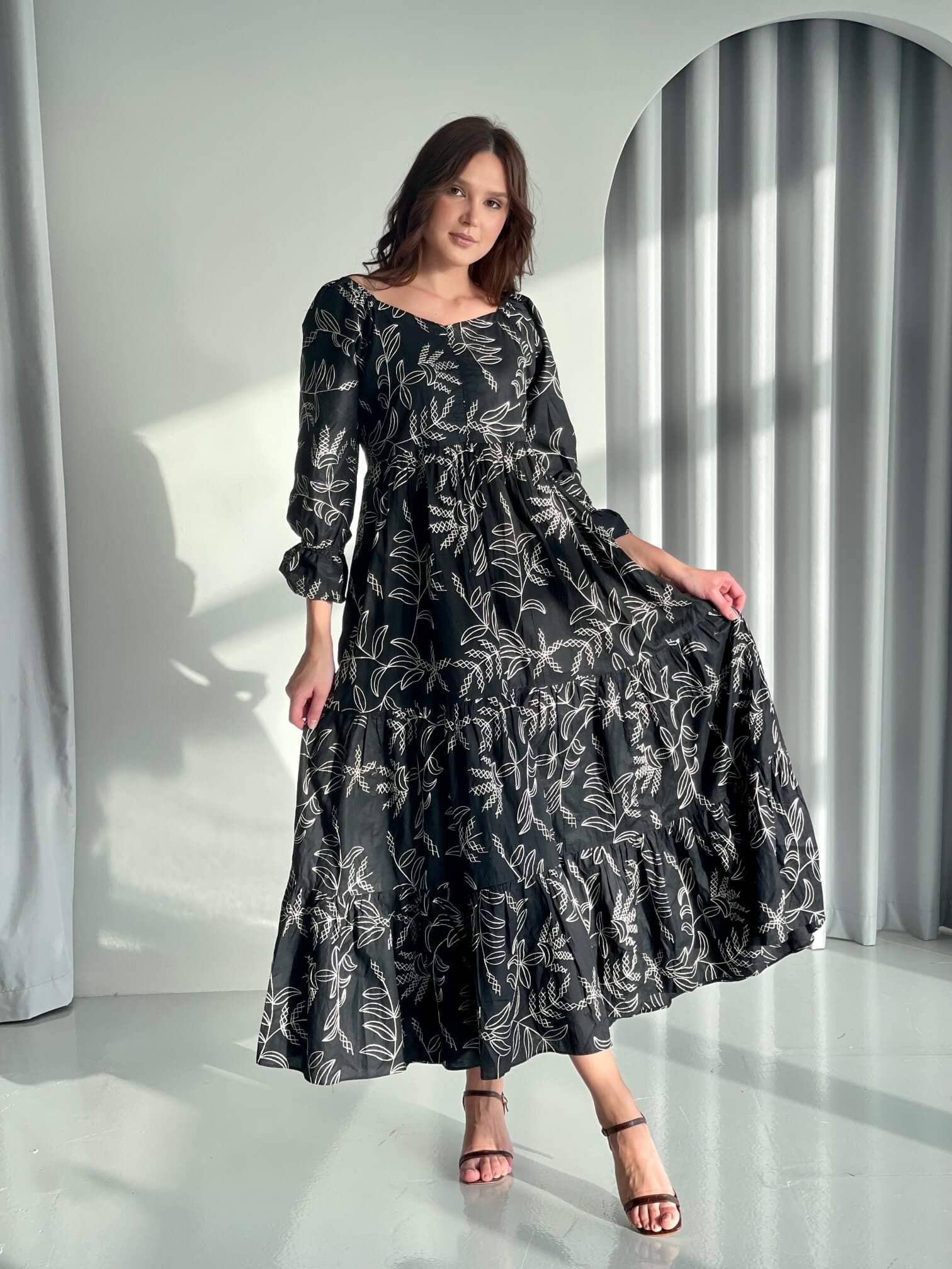 Embroidered In The Night Dress Dresses  - Sowears