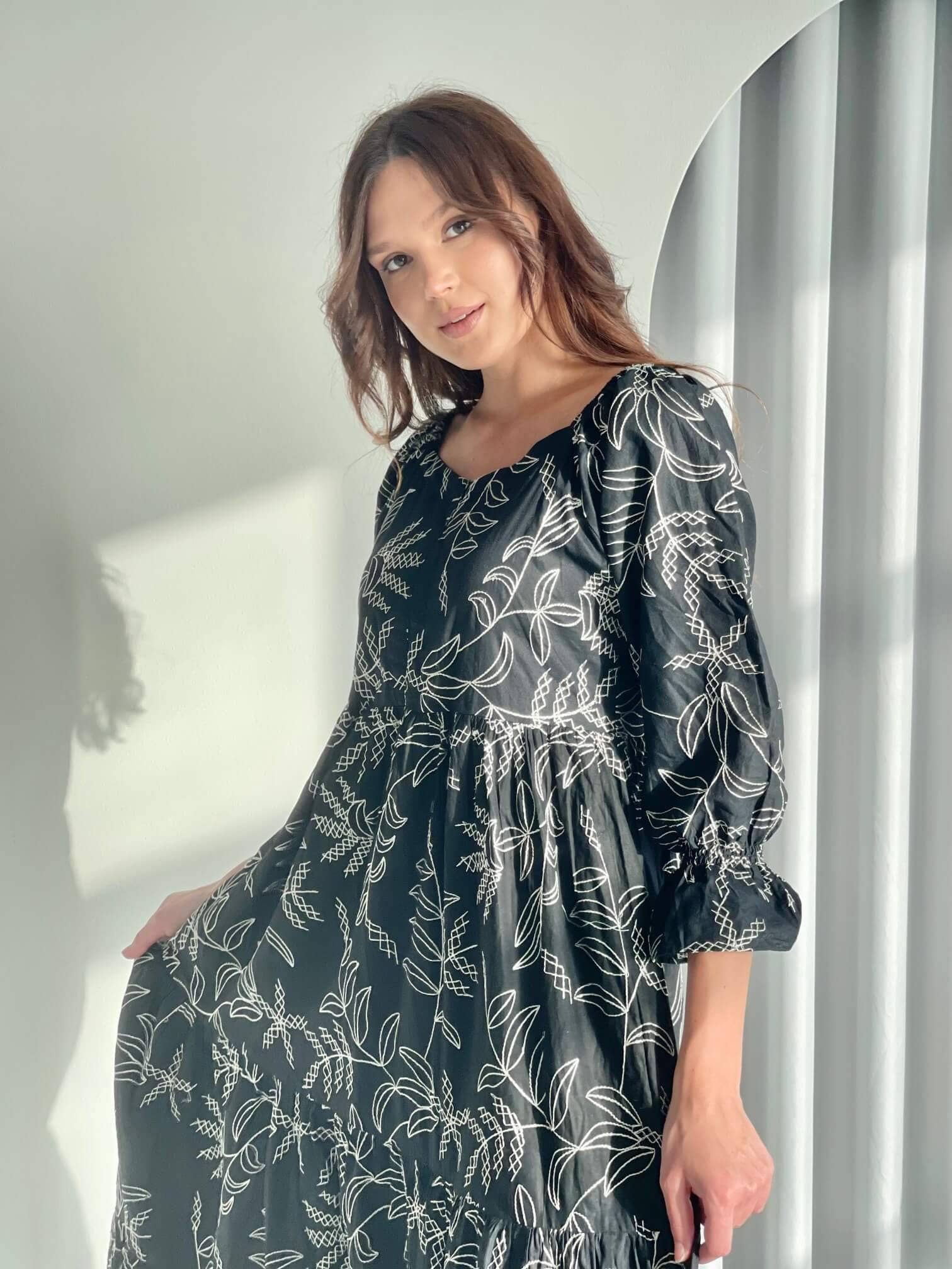 Embroidered In The Night Dress Dresses  - Sowears