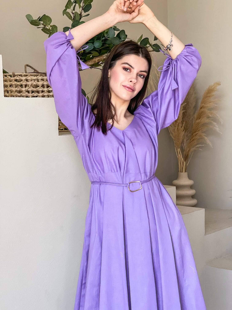 Odessa Cotton Dress In Lavender Dresses  - Sowears