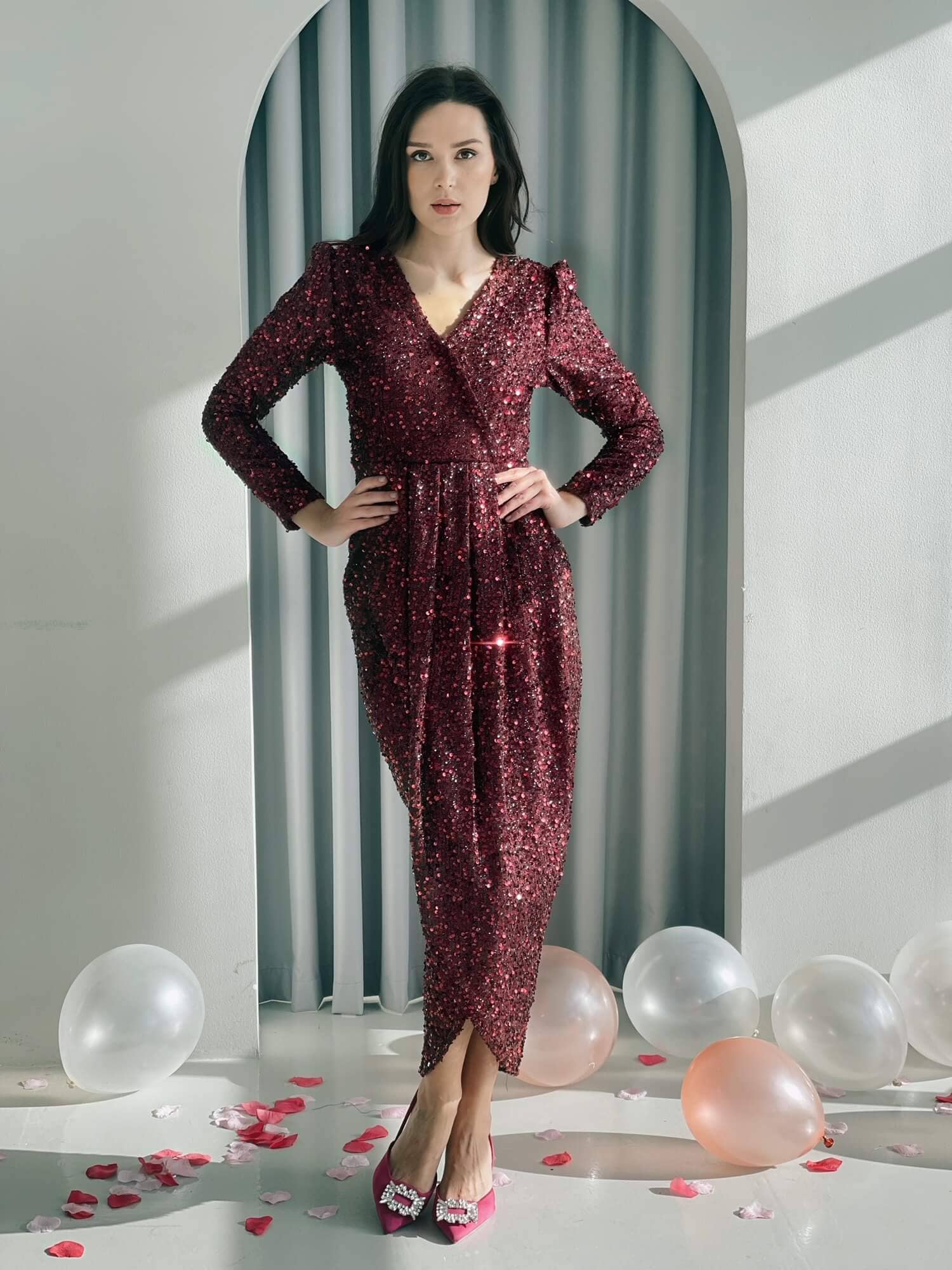 Maroon hotsell silver dress