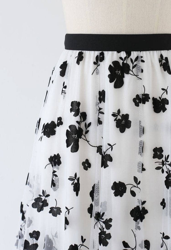 White Embossed Skirt skirt  - Sowears