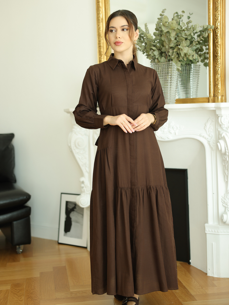 Micah Brown Belted Dress