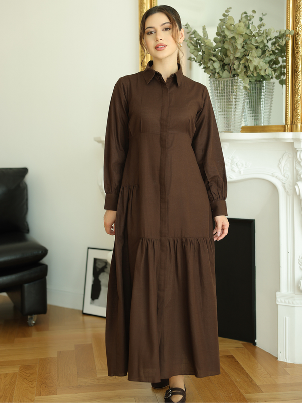 Micah Brown Belted Dress