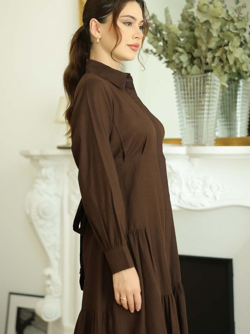 Micah Brown Belted Dress