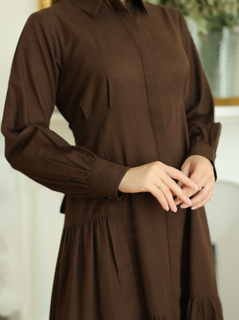 Micah Brown Belted Dress