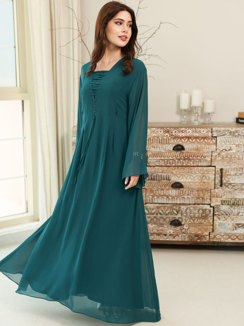 Tea Luxe Box Pleat Long Dress