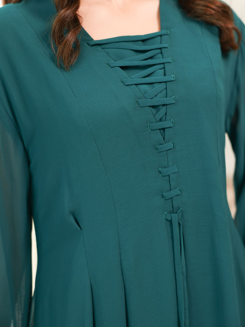 Tea Luxe Box Pleat Long Dress