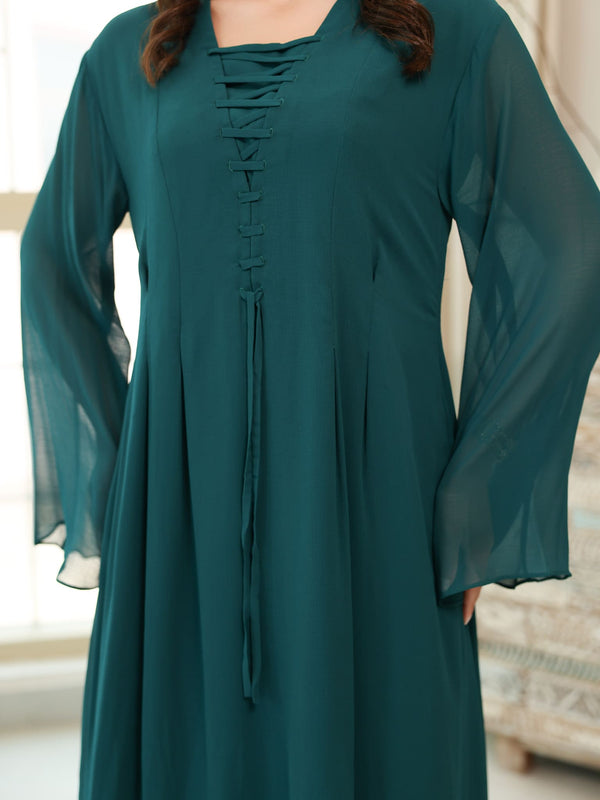 Tea Luxe Box Pleat Long Dress