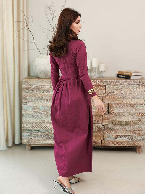 long sleeve poplin dress Plumelot Panel Poplin Dress