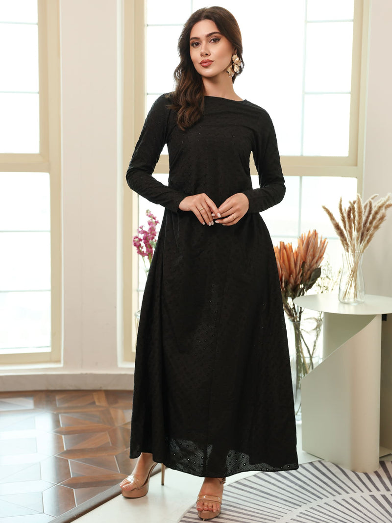 Kaelis Black Embroidered Dress