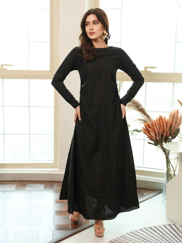Kaelis Black Embroidered Dress