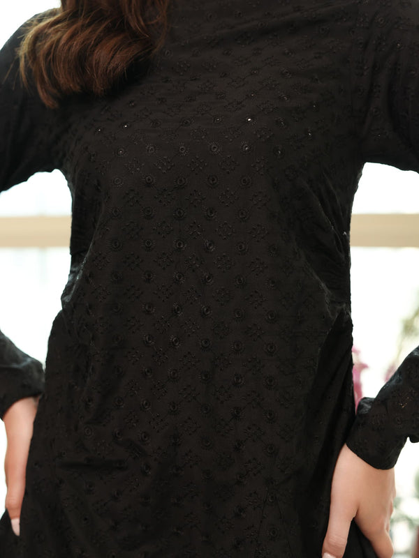 Kaelis Black Embroidered Dress