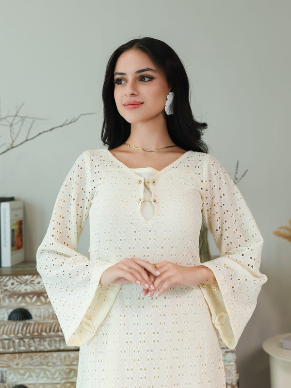 sachin and babi light blue dress PATBO X Camila Coelho Flower Crochet Embroidered Midi Dress in White main image 1