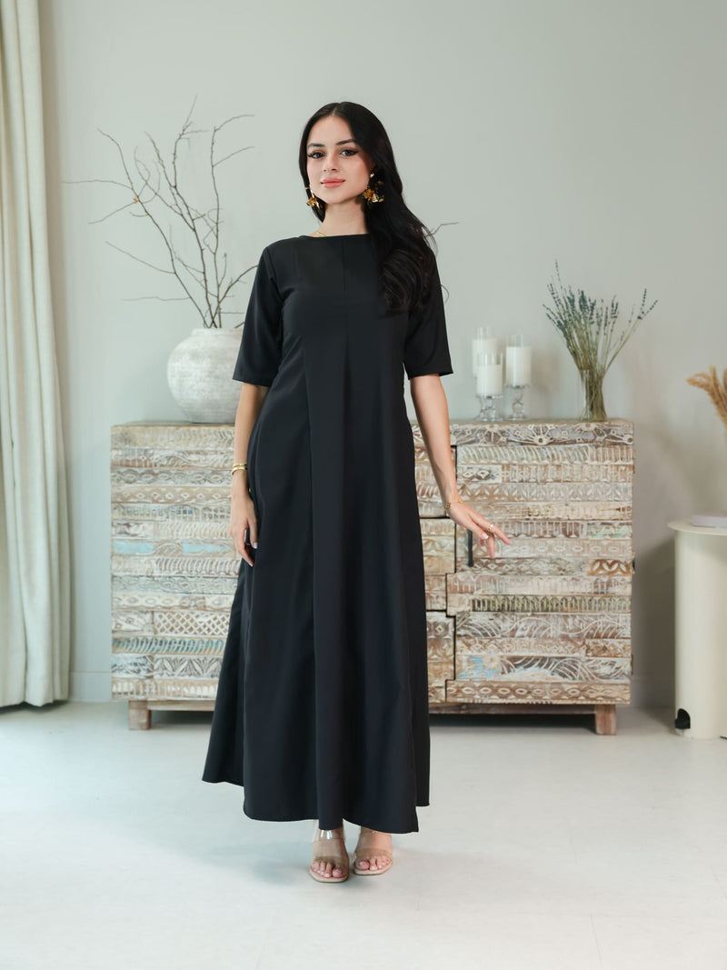 Cigar Panel Black Long Dress