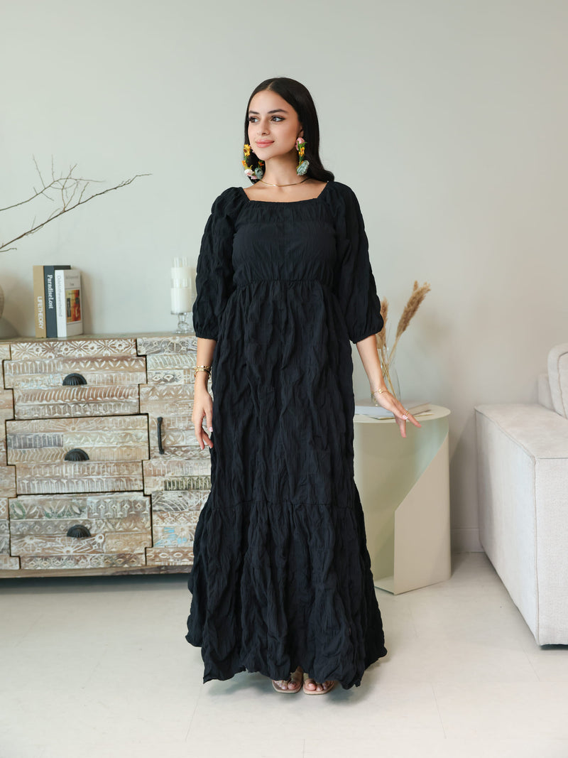 Feava Black Texture Dress