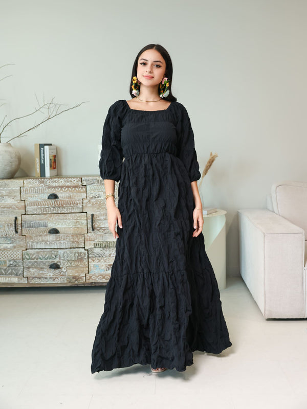 Feava Black Texture Dress Feava Black Texture Dress
