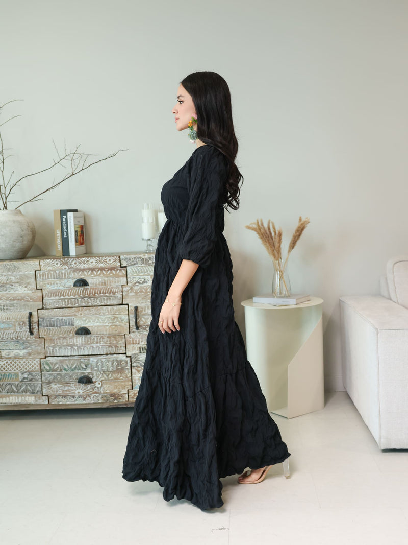 Feava Black Texture Dress