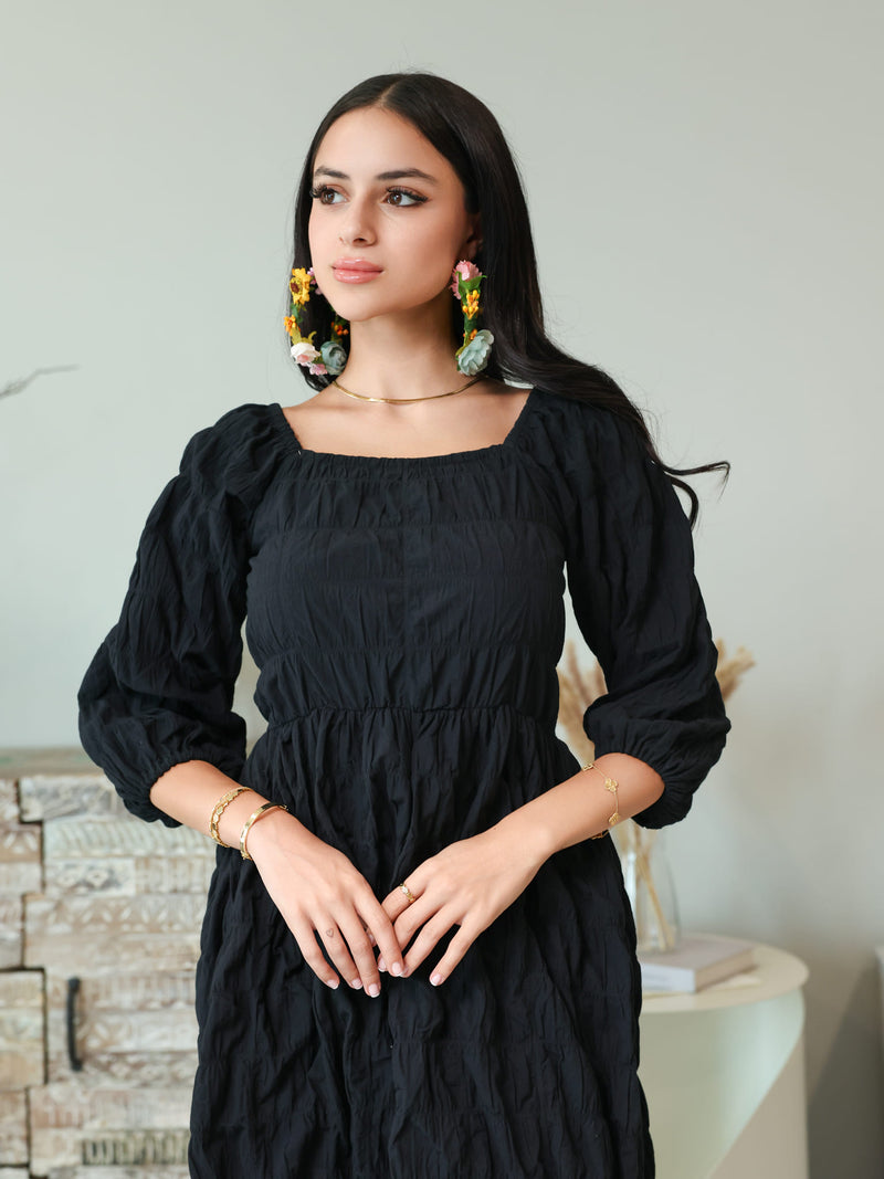 Feava Black Texture Dress