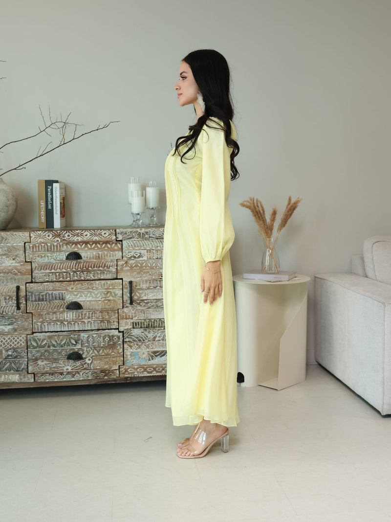 Muffelle Yellow Pleated Dress