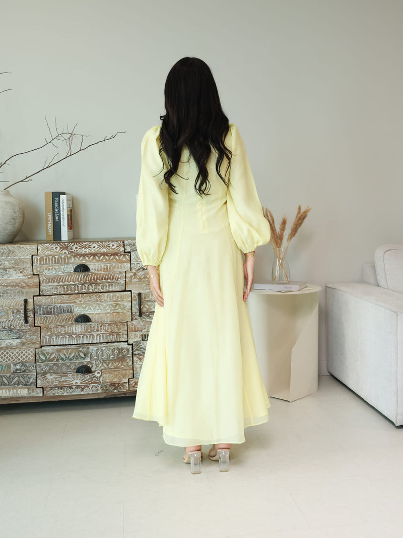 Muffelle Yellow Pleated Dress