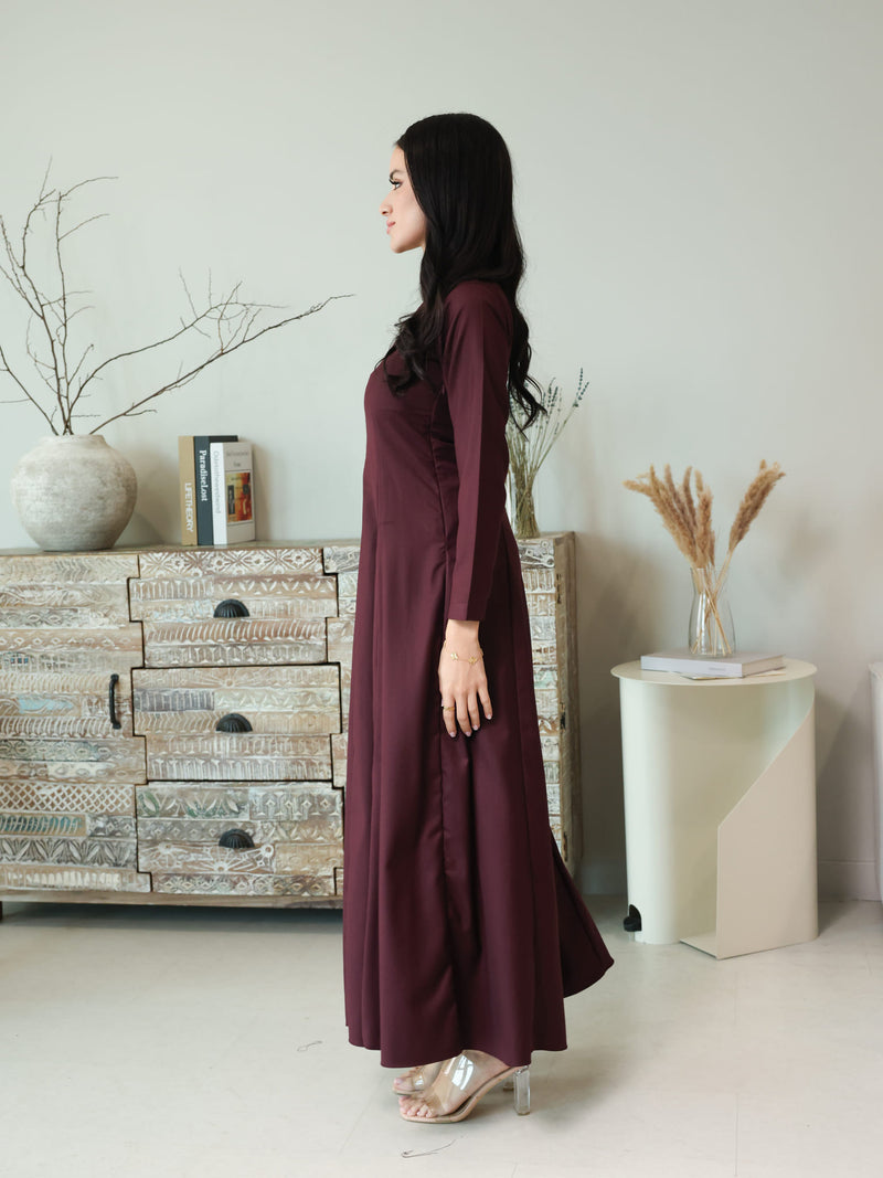Cigar Panel Plum Long Dress