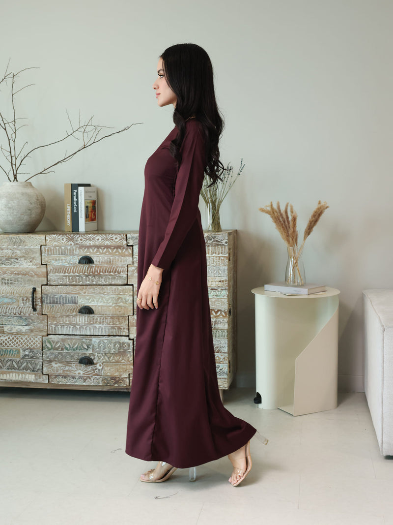 Cigar Panel Plum Long Dress