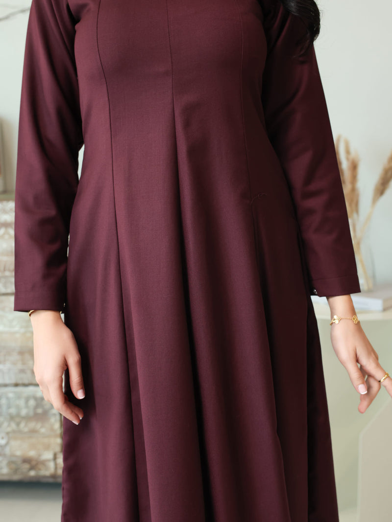 Cigar Panel Plum Long Dress