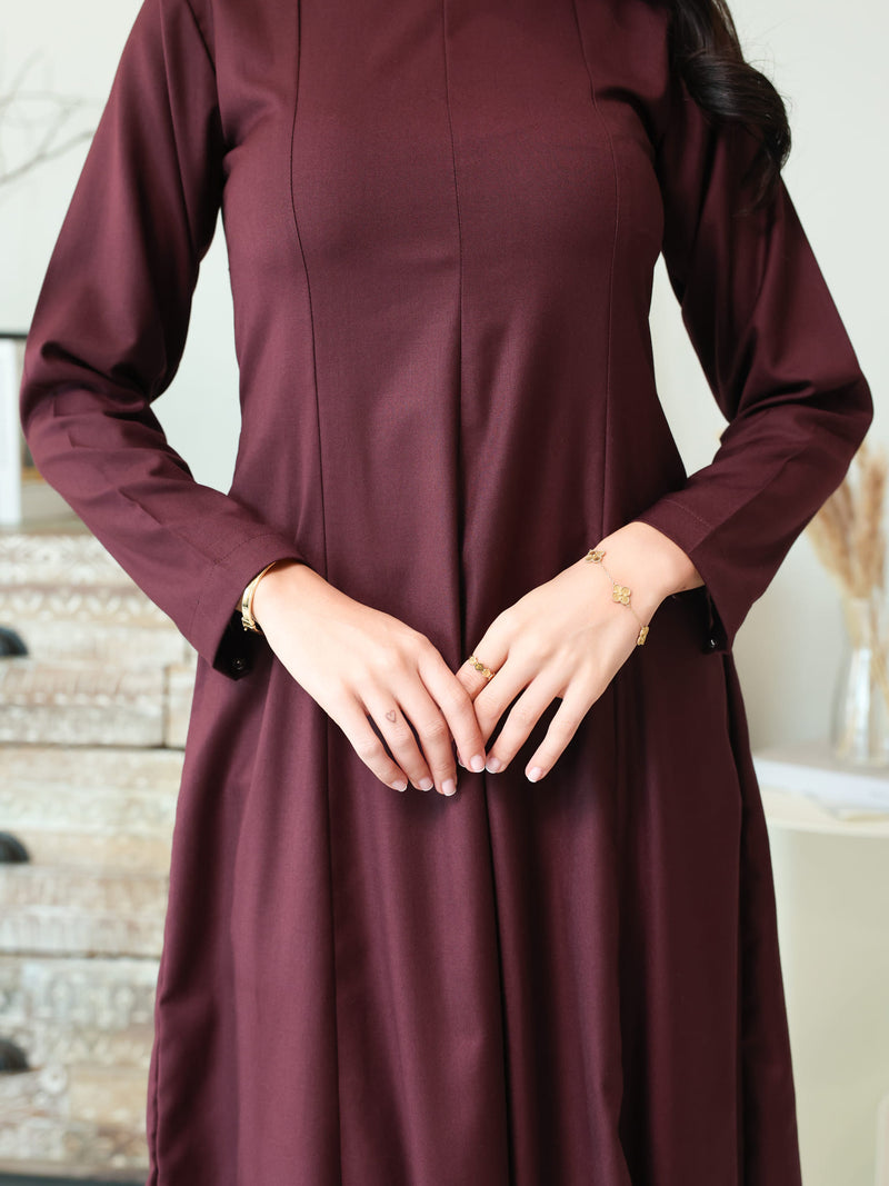 Cigar Panel Plum Long Dress