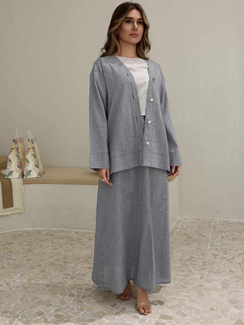 Grey Skye Skirt And Shirt Co Ord Set
