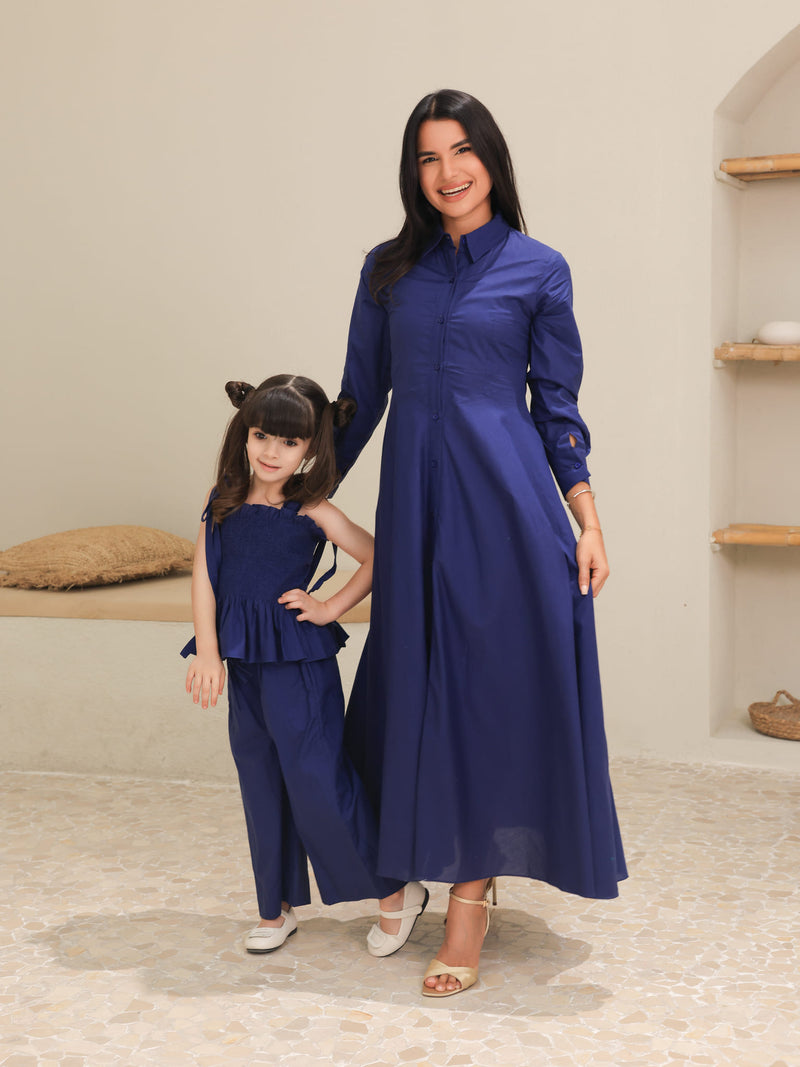 Mini Rivea Blue Cotton Co Ord Set