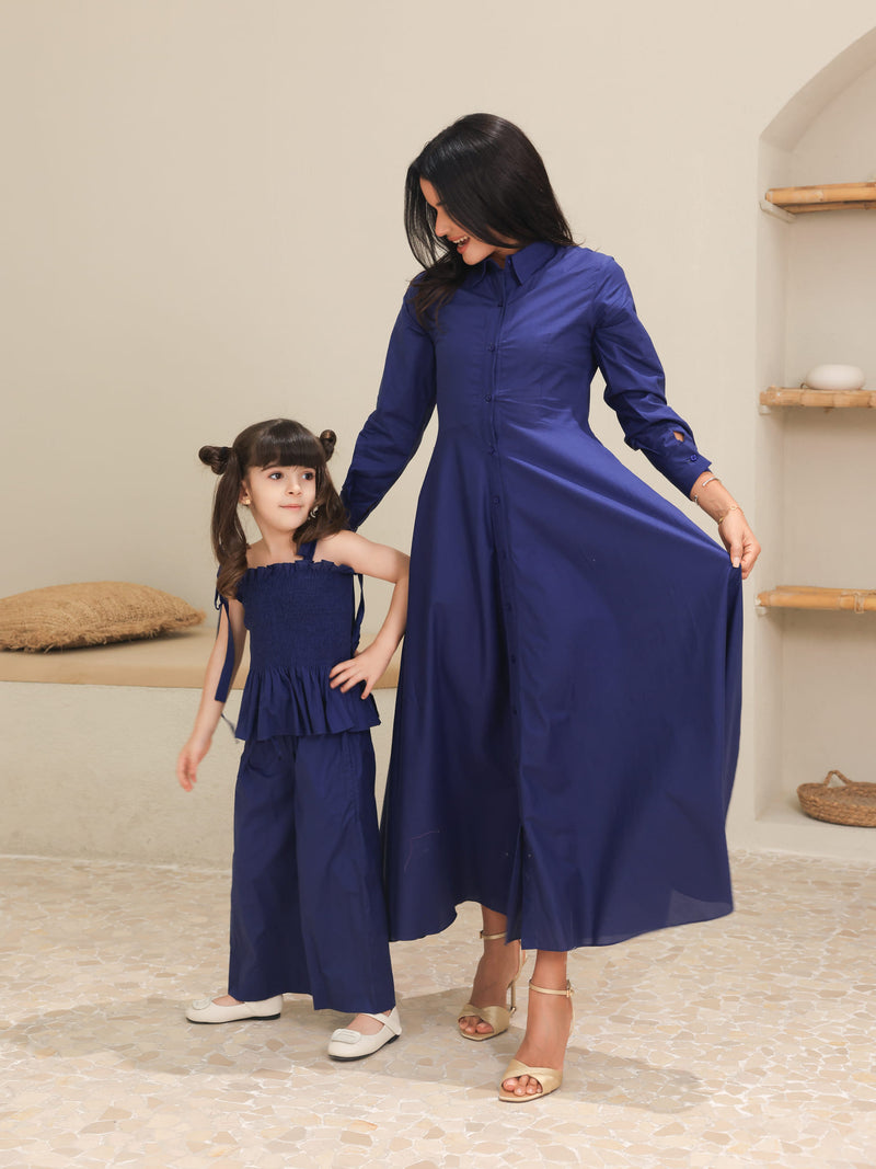 Mini Rivea Blue Cotton Co Ord Set
