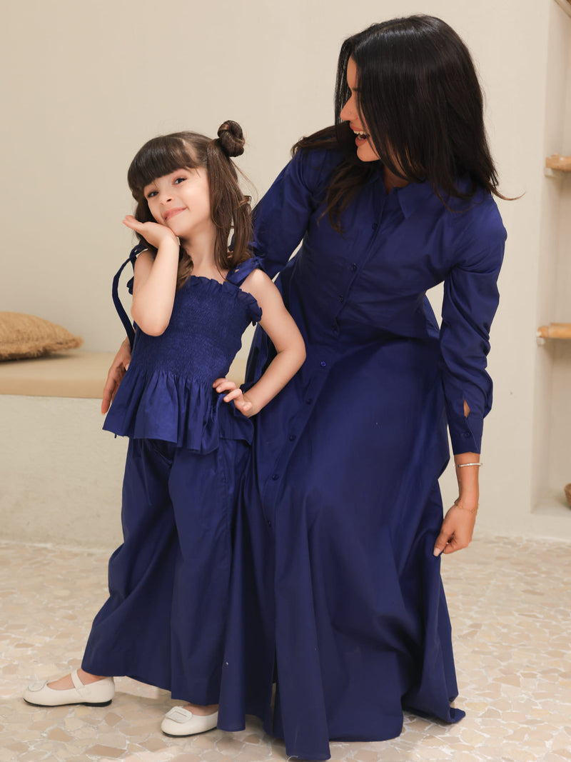 Mini Rivea Blue Cotton Co Ord Set