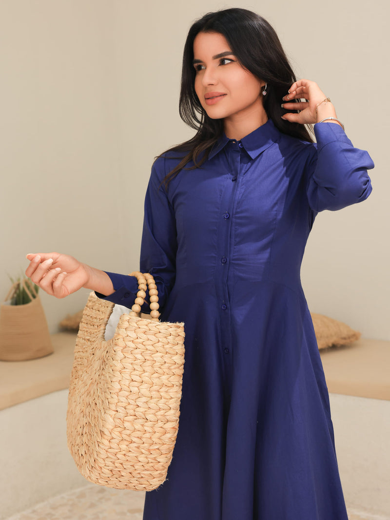 Rivea Blue Cotton Flowy Dress