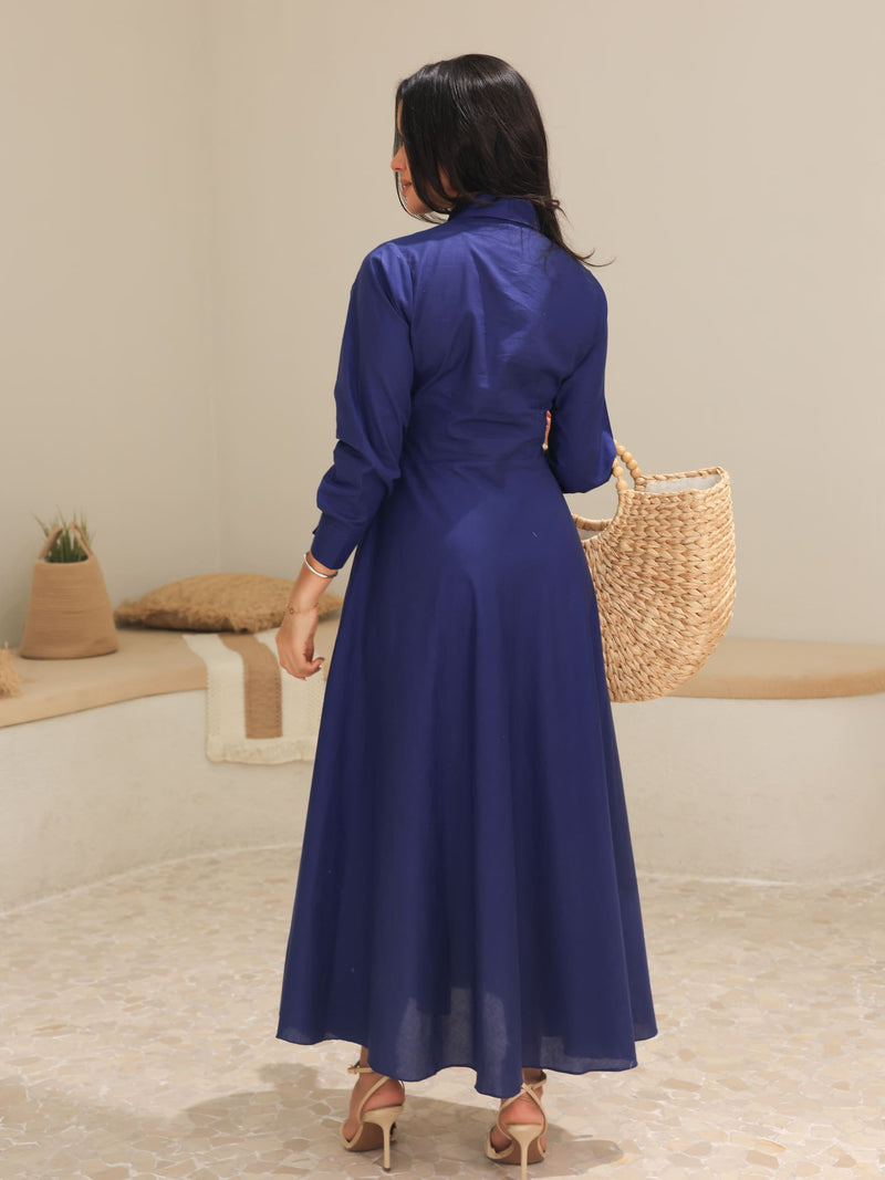Rivea Blue Cotton Flowy Dress