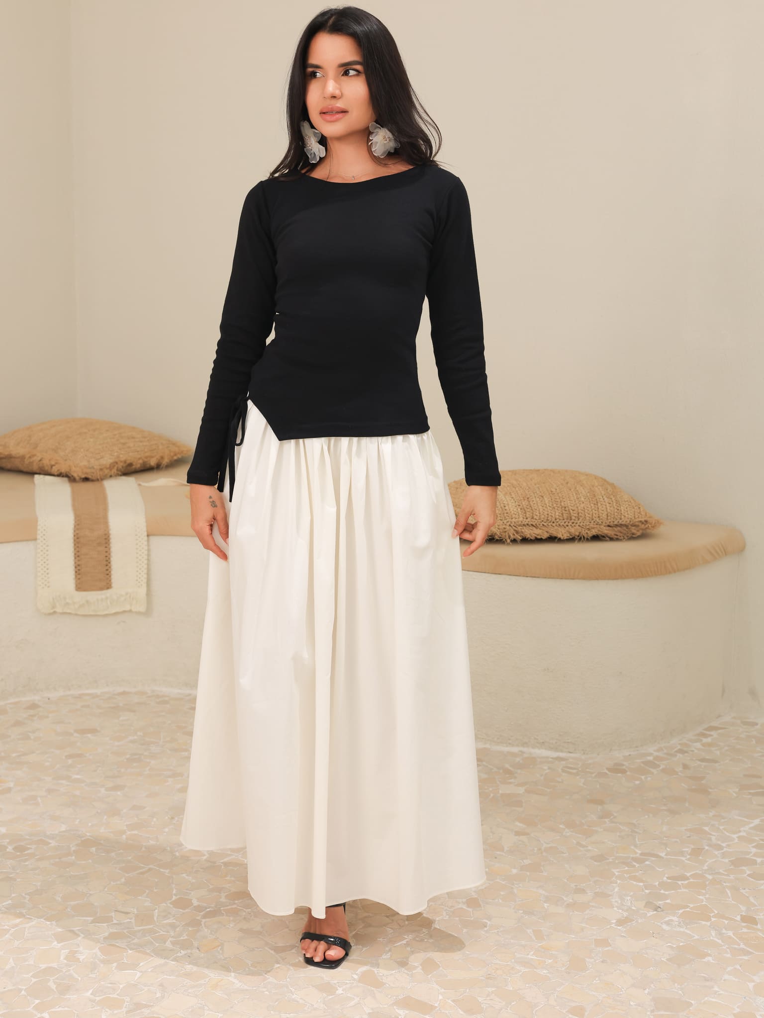 Whirl White Cotton Skirt