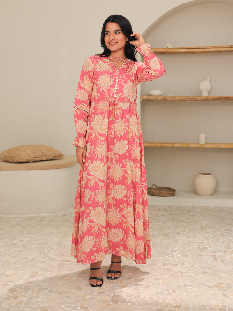 Fluff Pluff Floral Long Dress