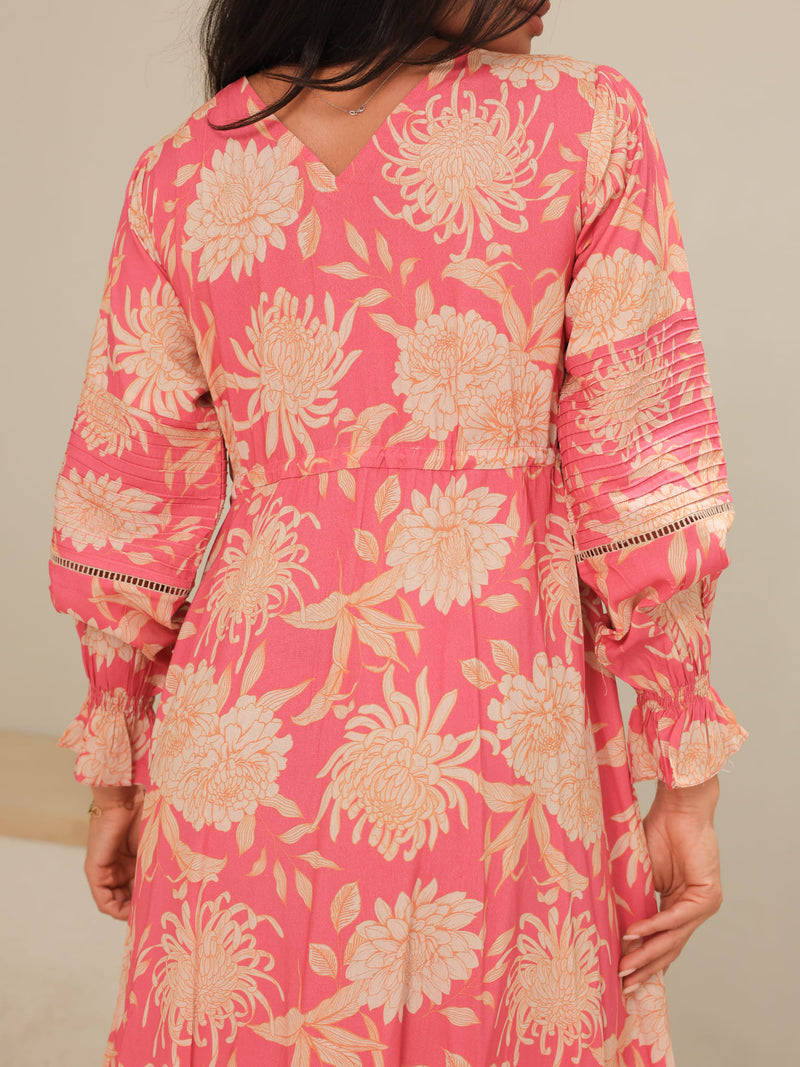 Fluff Pluff Floral Long Dress