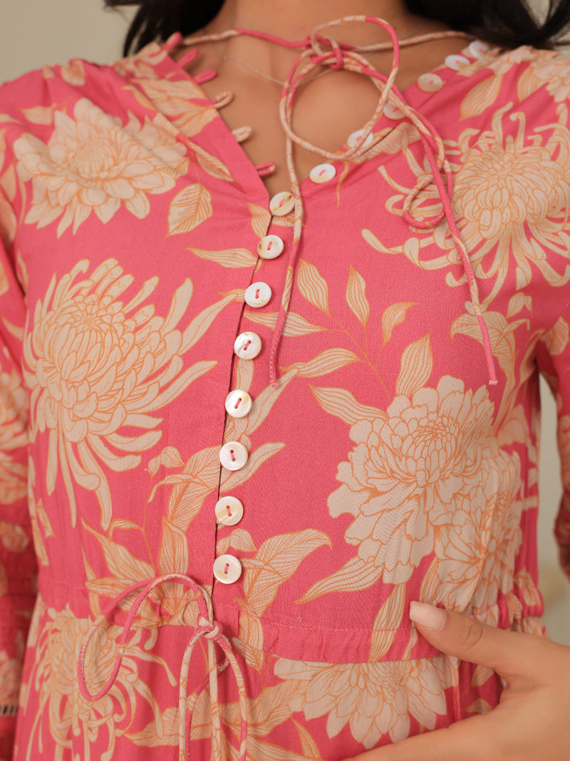 Fluff Pluff Floral Long Dress