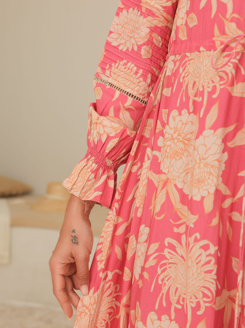 Fluff Pluff Floral Long Dress