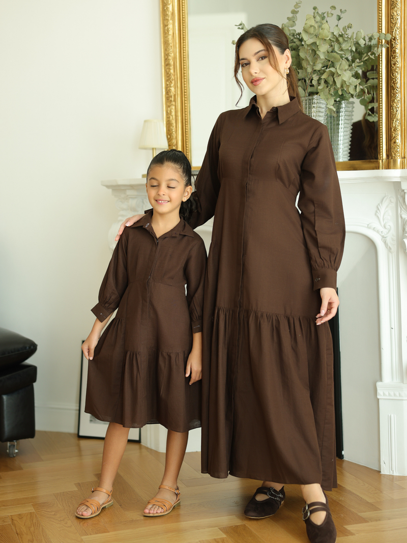 Mini Micah Brown Dress For Girls