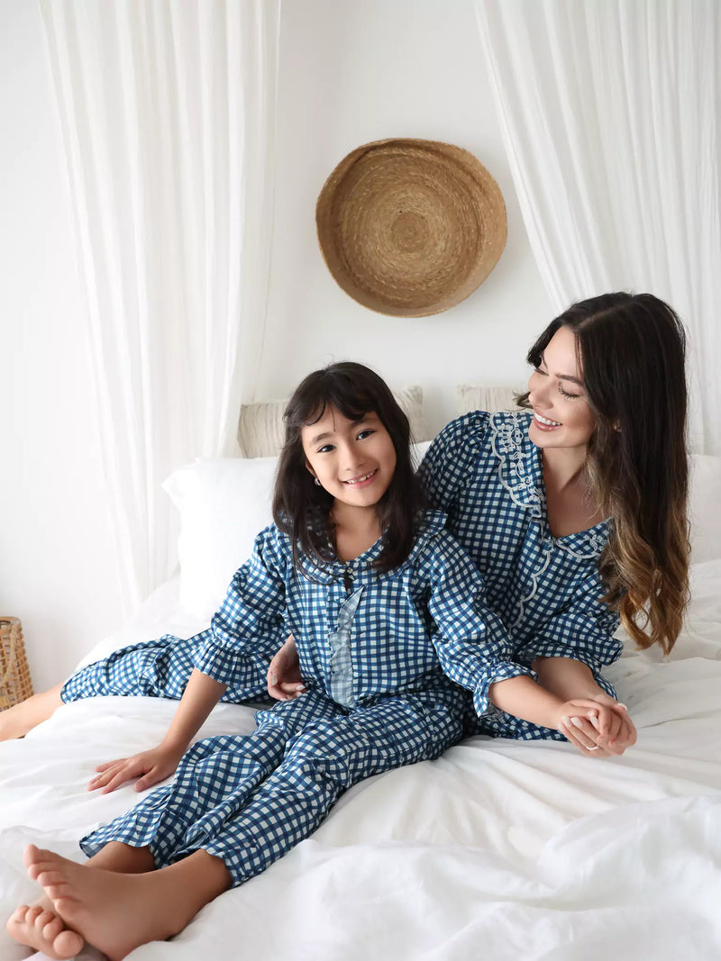 Pluffie Blue Gingham Lounge Pants