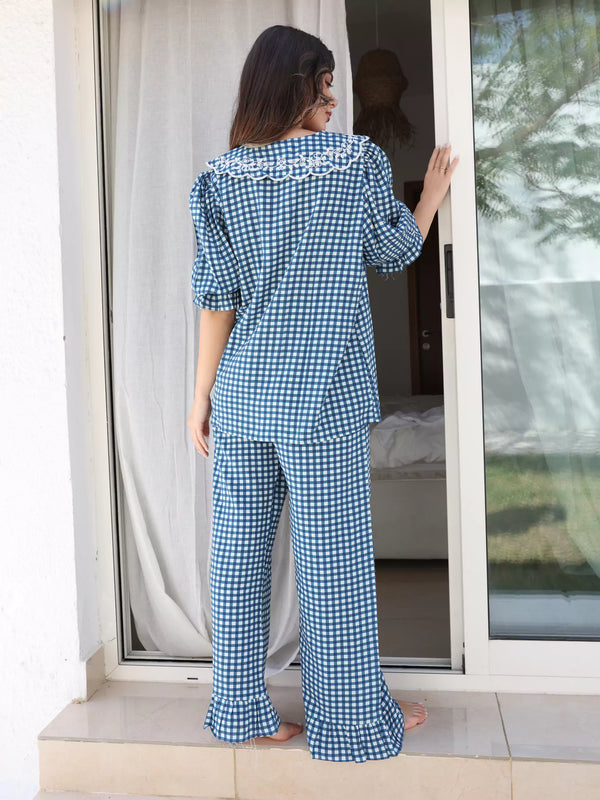 Pluffie Blue Gingham Lounge Pants