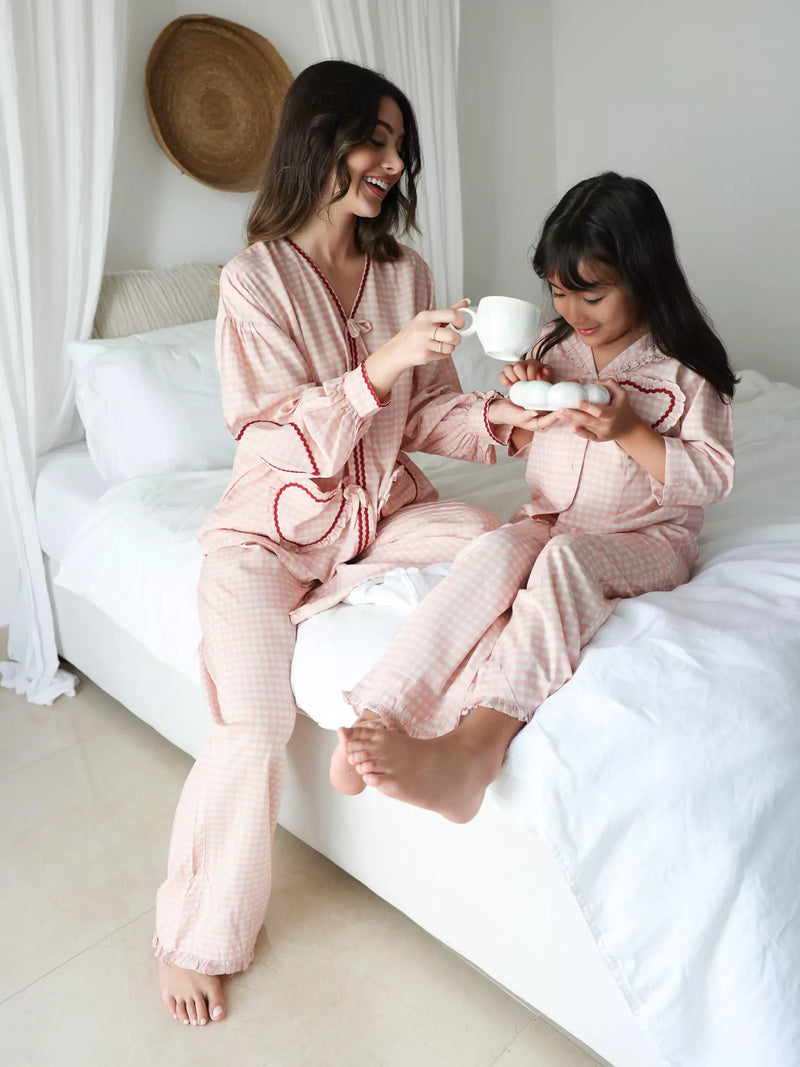 Mini Soffie Pink Heart Lounge Co Ord Set
