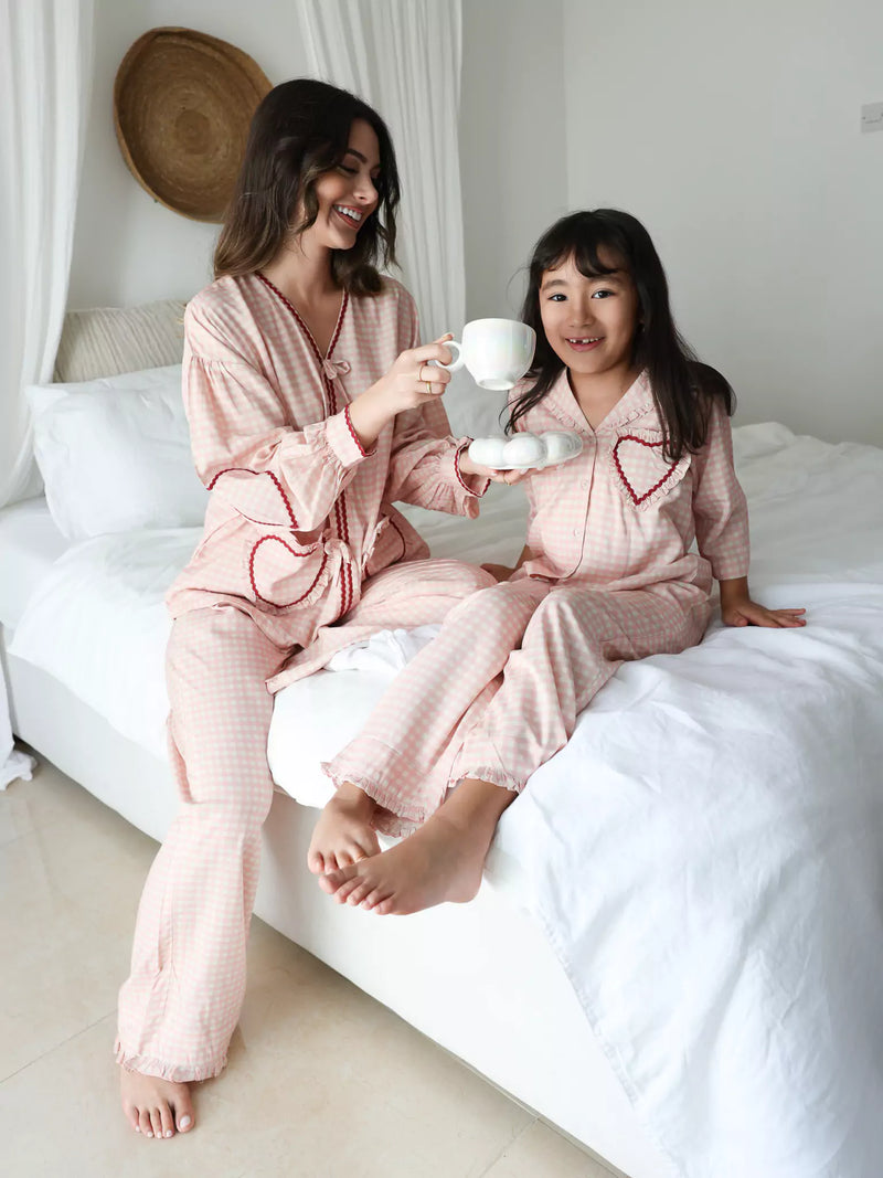 Mini Soffie Pink Heart Lounge Co Ord Set